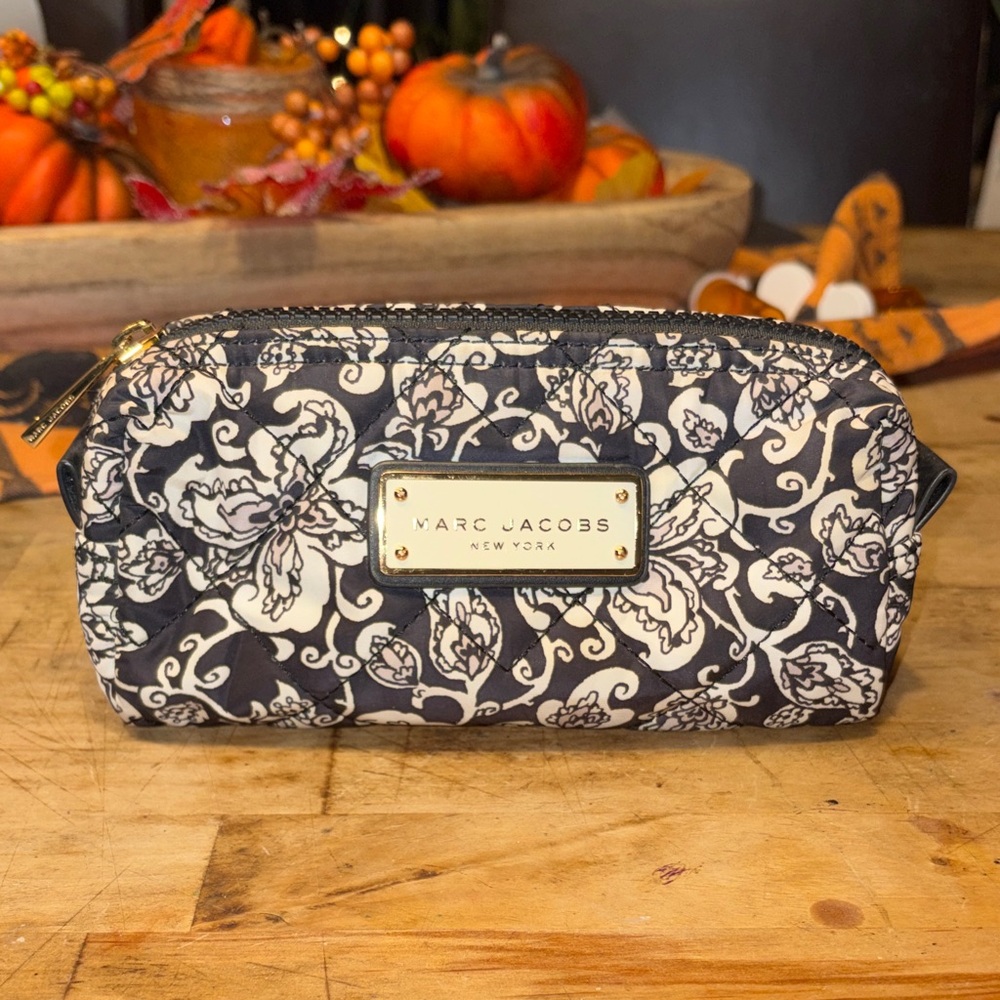 Marc Jacobs Black and Cream Floral Pouch